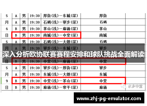 深入分析欧协联赛赛程安排和球队挑战全面解读 深入分析欧协联赛赛程安排和球队挑战全面解读